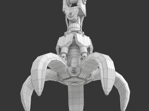 Rigged Industrial Hydromechanical Claw 3D Model
