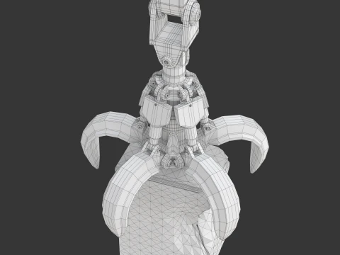 Rigged Industrial Hydromechanical Claw 3D Model
