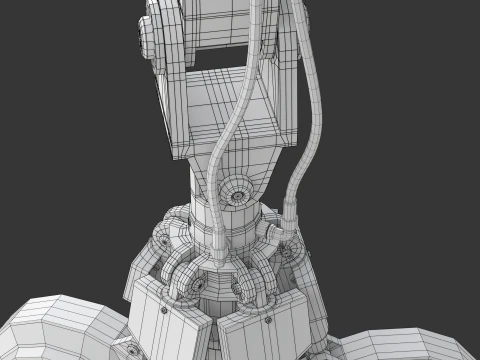Rigged Industrial Hydromechanical Claw 3D Model