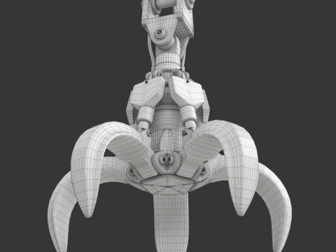 Rigged Industrial Hydromechanical Claw 3D Model