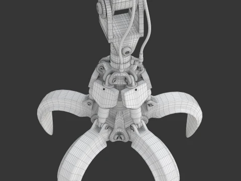 Rigged Industrial Hydromechanical Claw 3D Model