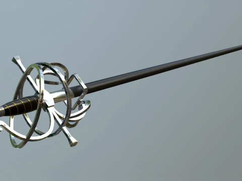 로우 폴리 메시를 사용한 펜싱 검 3D 모델