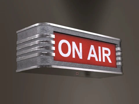 D&uuml;ş&uuml;k poli ağlı ON AIR ışıklı tabelalar 3D Model