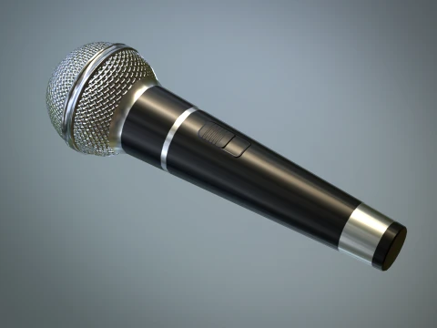 D&uuml;ş&uuml;k poli ağlı mikrofon 3D Model