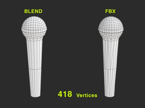 Microphone with low-poly mesh 3D Model