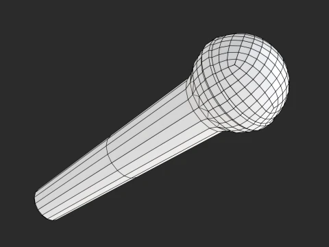 Microphone with low-poly mesh 3D Model