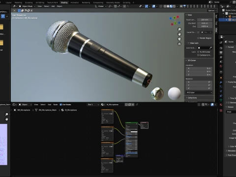 Microphone with low-poly mesh 3D Model