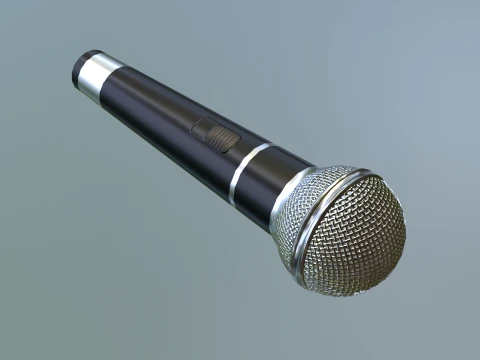 Microphone with low-poly mesh 3D Model