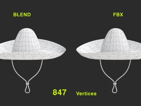 Sombrero with low-poly mesh 3D Model