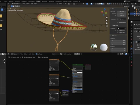 Sombrero with low-poly mesh 3D Model