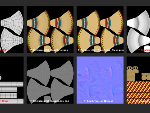 Sombrero with low-poly mesh 3D Model
