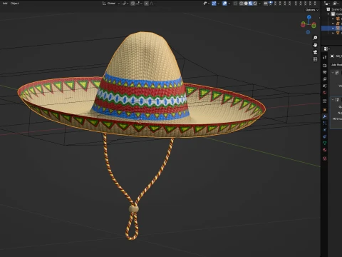 Sombrero with low-poly mesh 3D Model