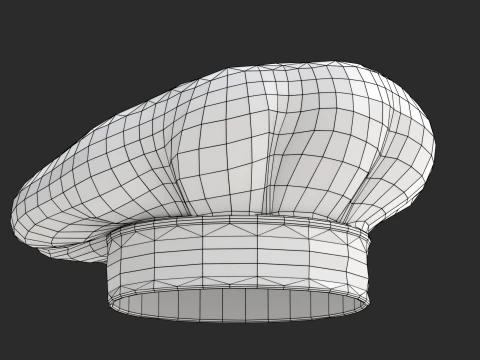 Chef hat with low-poly mesh 3D Model