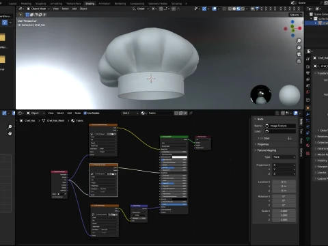 Chef hat with low-poly mesh 3D Model