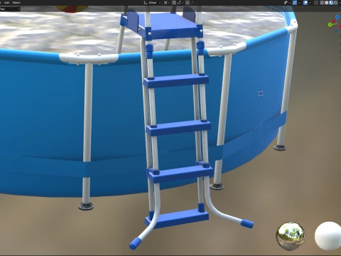Frame Swimming Pool with low-poly mesh 3D Model