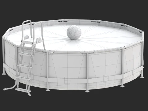Frame Swimming Pool with low-poly mesh 3D Model