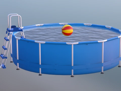 Frame Swimming Pool with low-poly mesh 3D Model