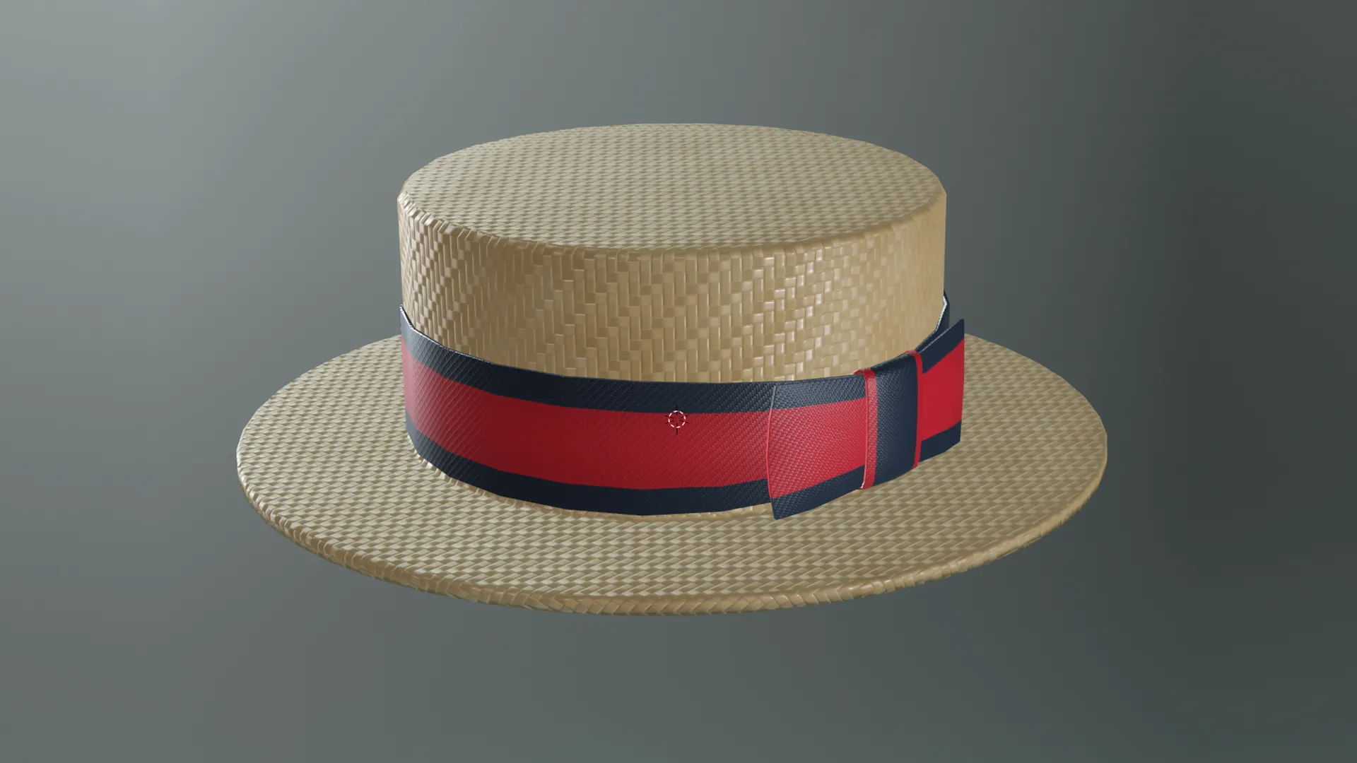 Boater hat with low-poly mesh 3D Model .c4d .max .obj .3ds .fbx .stl .blend