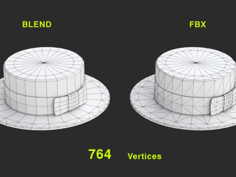 Boater hat with low-poly mesh 3D Model