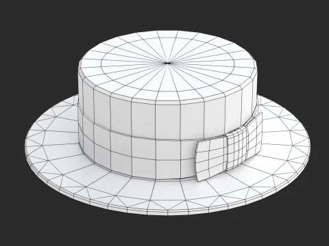 Boater hat with low-poly mesh 3D Model