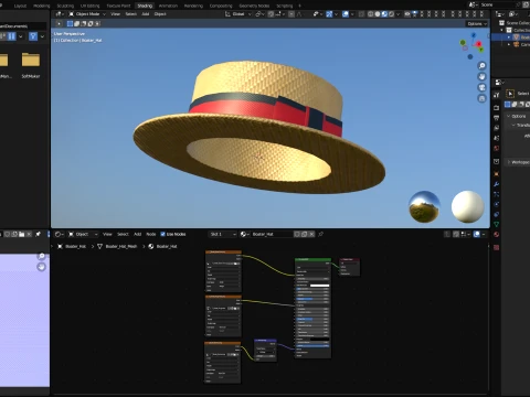 Boater hat with low-poly mesh 3D Model