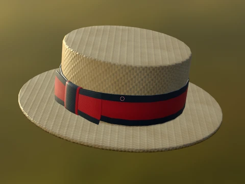 Boater hat with low-poly mesh 3D Model