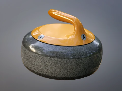 로우 폴리 메쉬를 사용한 컬링 스톤 3D 모델