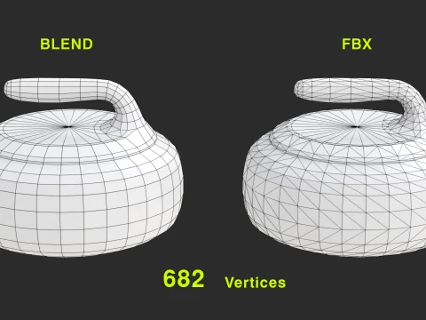 Curling stone with low-poly mesh 3D Model