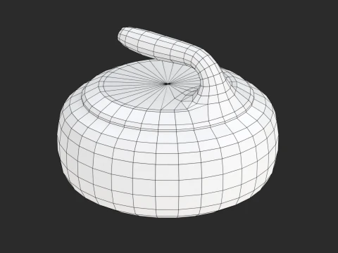 Curling stone with low-poly mesh 3D Model