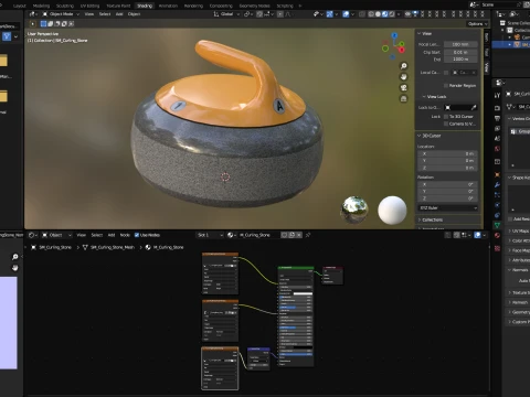 Curling stone with low-poly mesh 3D Model