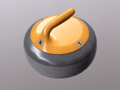 Curling stone with low-poly mesh 3D Model