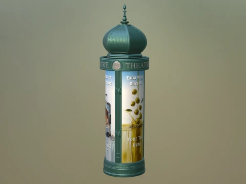 Advertising column with low-poly mesh 3D Model