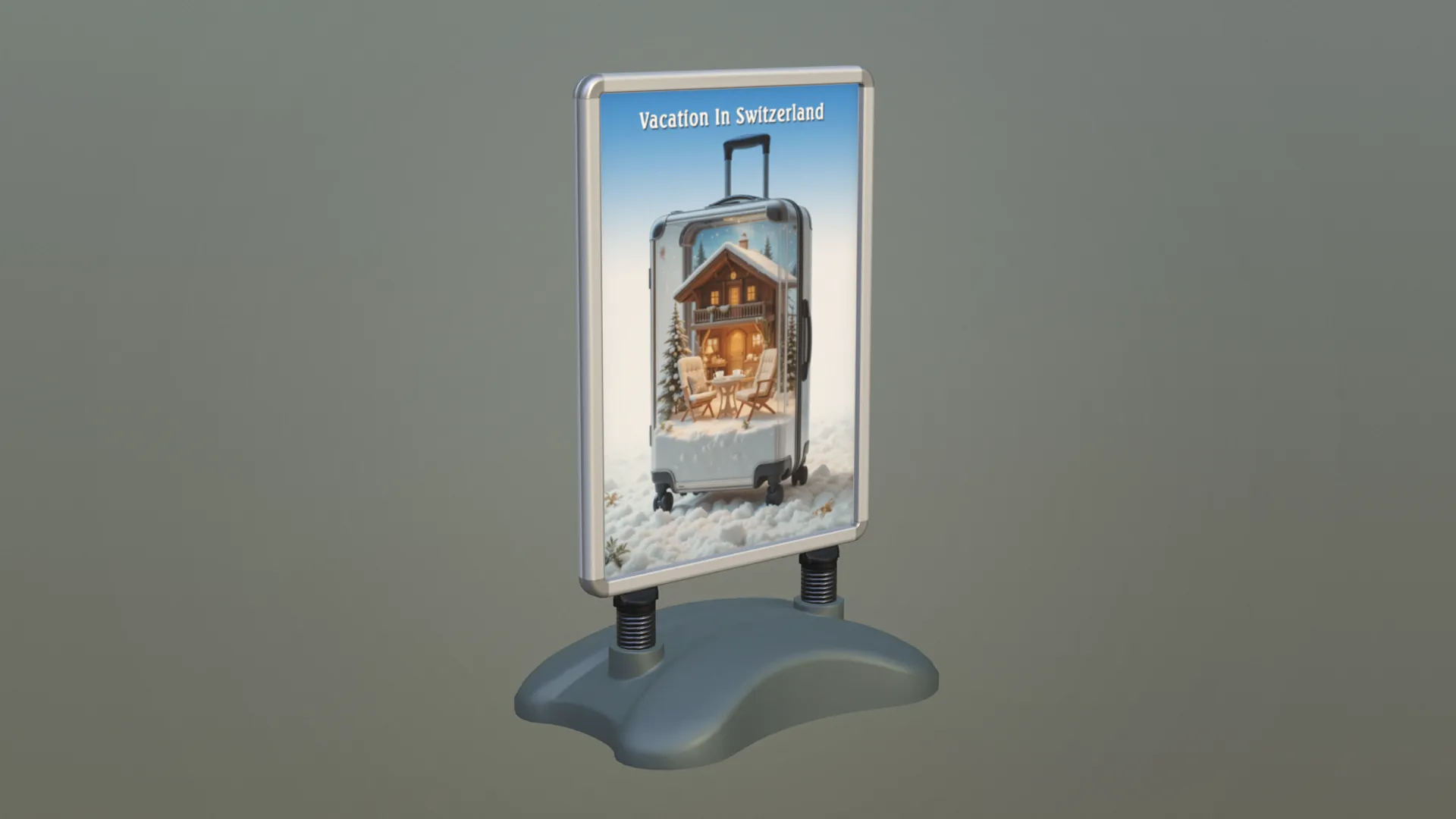 Waterbase sign board with low-poly mesh 3D Model .c4d .max .obj .3ds .fbx .stl .blend 