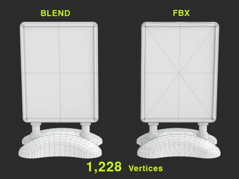 Waterbase sign board with low-poly mesh 3D Model