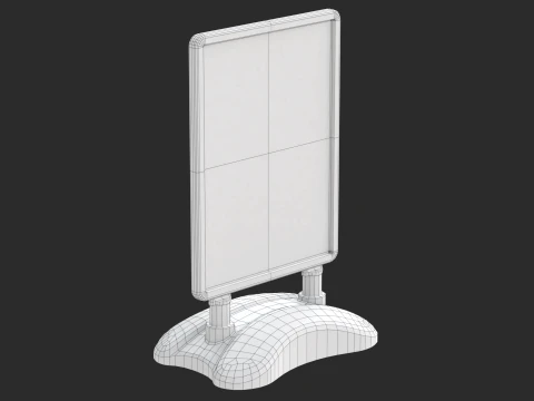 Waterbase sign board with low-poly mesh 3D Model
