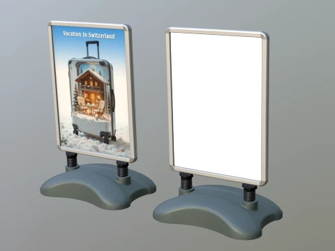 Waterbase sign board with low-poly mesh 3D Model