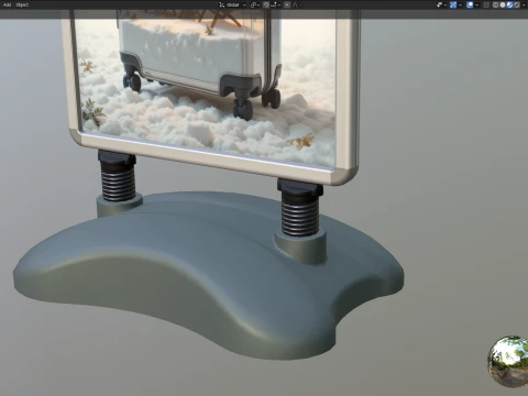 Waterbase sign board with low-poly mesh 3D Model