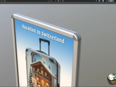 Waterbase sign board with low-poly mesh 3D Model