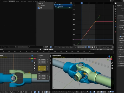 Cardan rotation educational animation 3D Model
