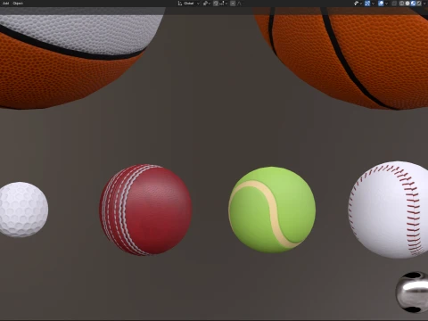 Sport balls set with low-poly mesh 3D Model