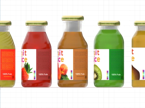 Mini juice glass bottles with low-poly mesh 3D Model