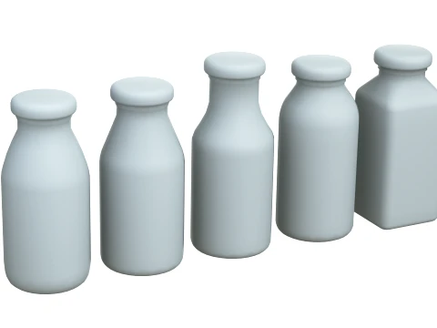 Mini juice glass bottles with low-poly mesh 3D Model
