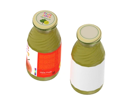 Mini juice glass bottles with low-poly mesh 3D Model