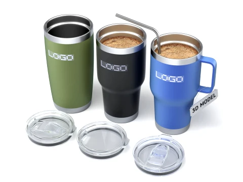 Travel mug tumbler set 3D Model