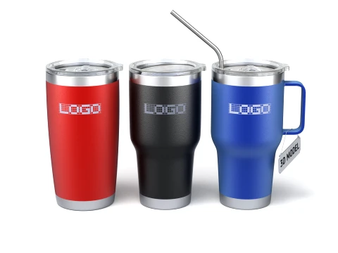 Travel mug tumbler set 3D Model