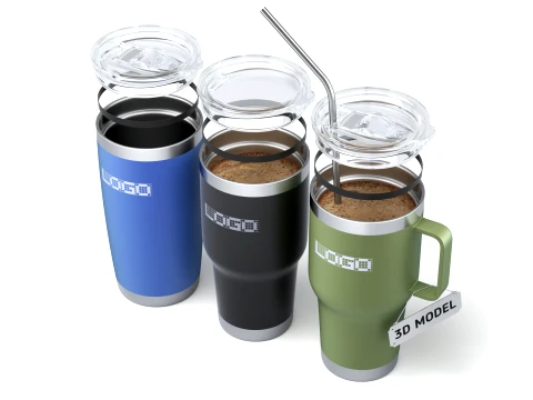 Travel mug tumbler set 3D Model