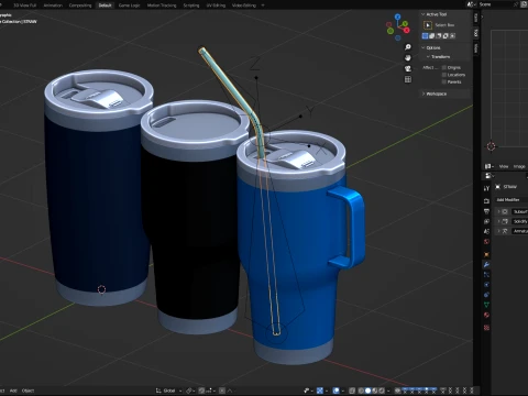 Travel mug tumbler set 3D Model
