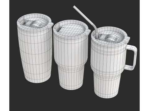 Travel mug tumbler set 3D Model