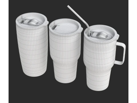 Travel mug tumbler set 3D Model