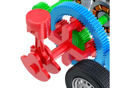 E-CVT Transmission Animation 3D Model
